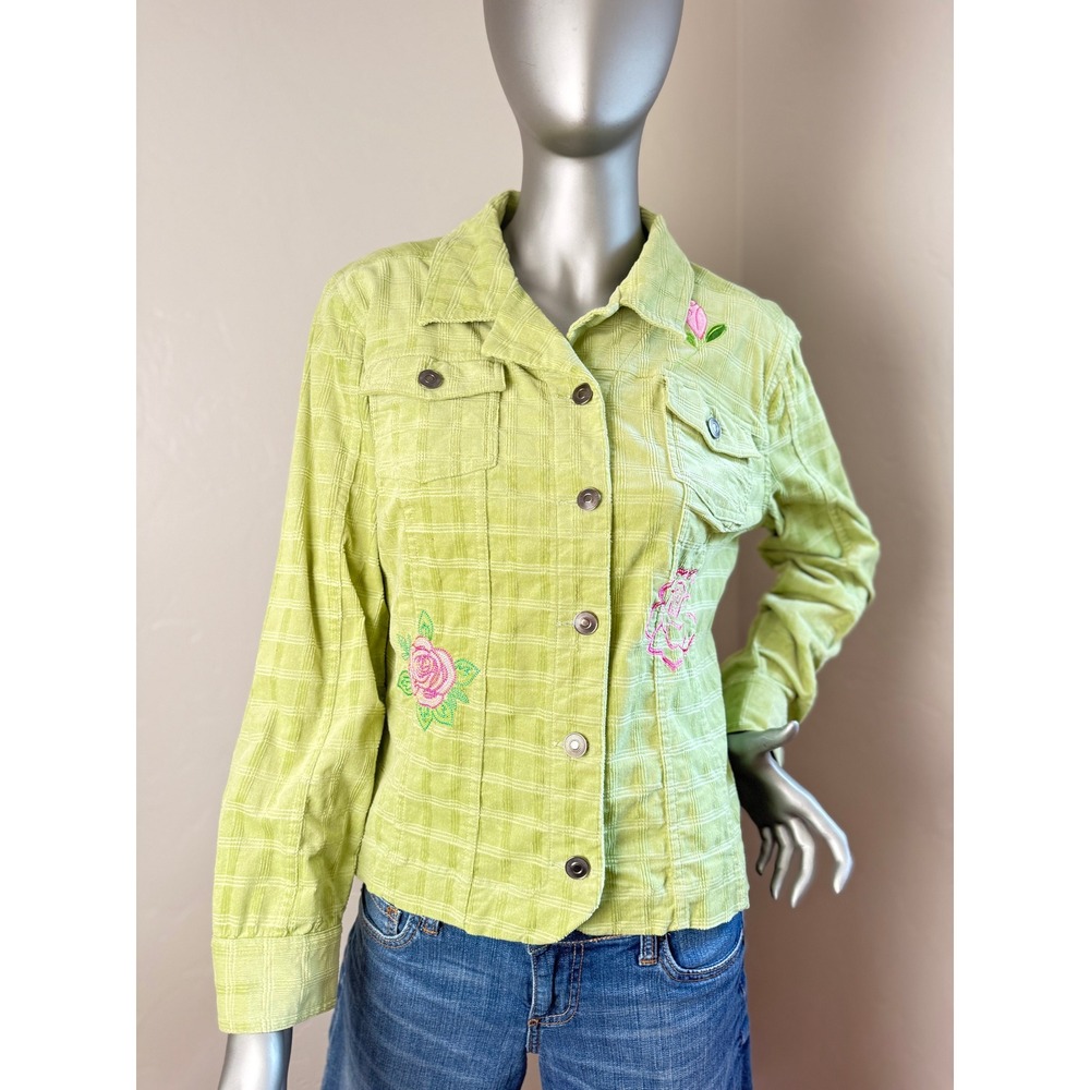 Custom Embroidered Lime Green Corduroy‎ Western Jacket